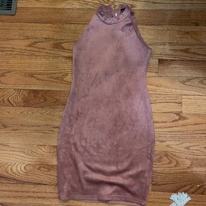 Suede Body Con Dress, halter and back zipper
